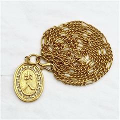 23K Yellow Gold Japanese Thai East Asia Amulet Pendant 21